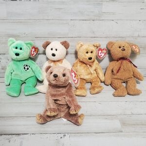 Ty Beanie Babies Assorted Teddy Bears - Lot Of 5 Vintage 1990's